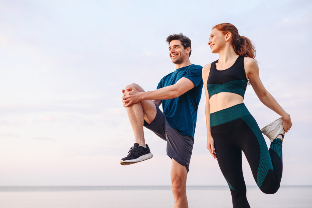 a couple exercising together