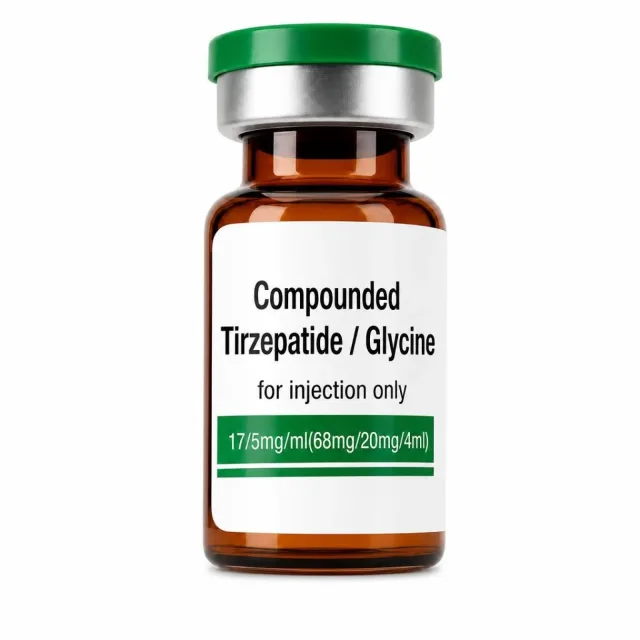 Compounded tirzepatide injection vial